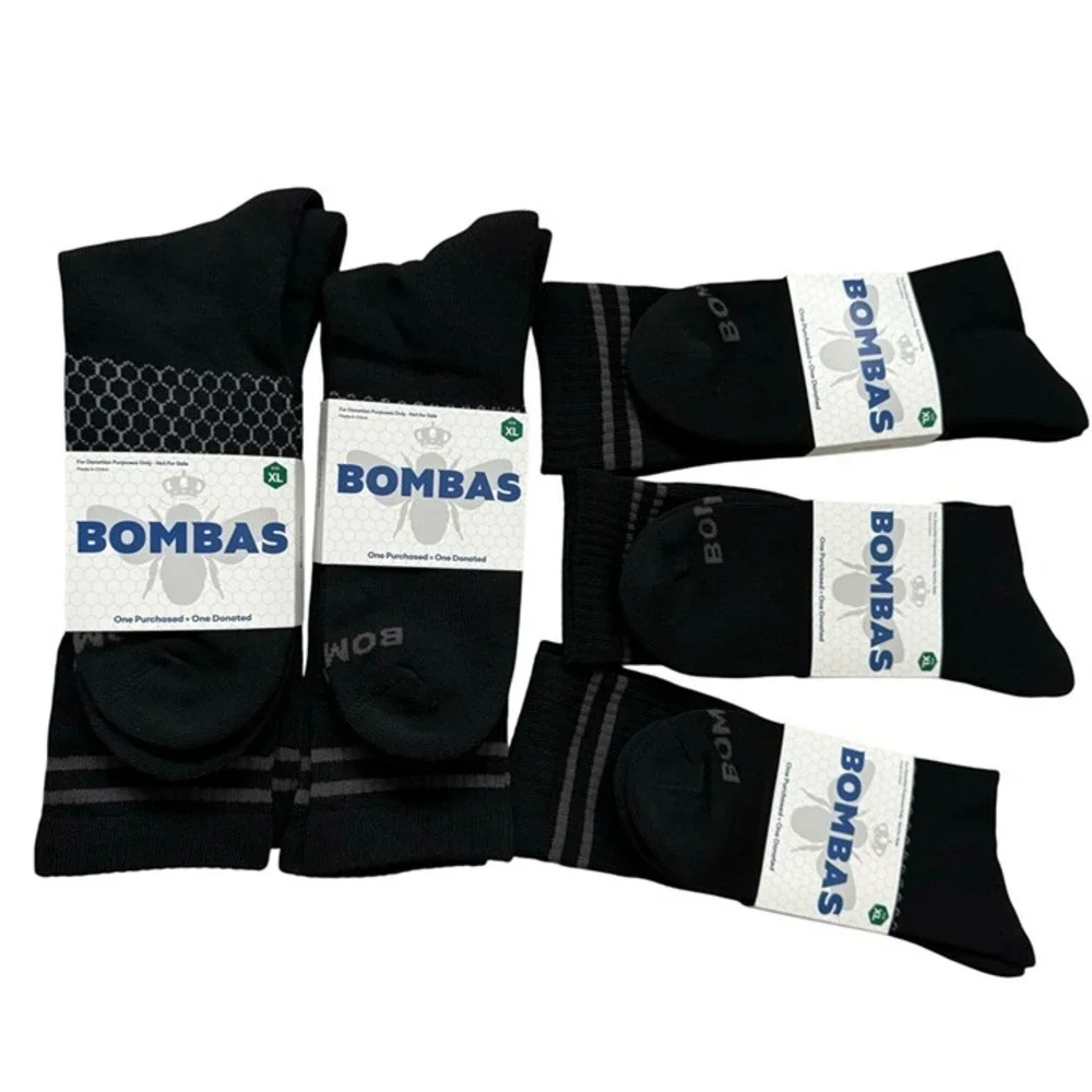 Bombas calf socks mens size XL Black Honeycomb stay up antimicrobial treatment